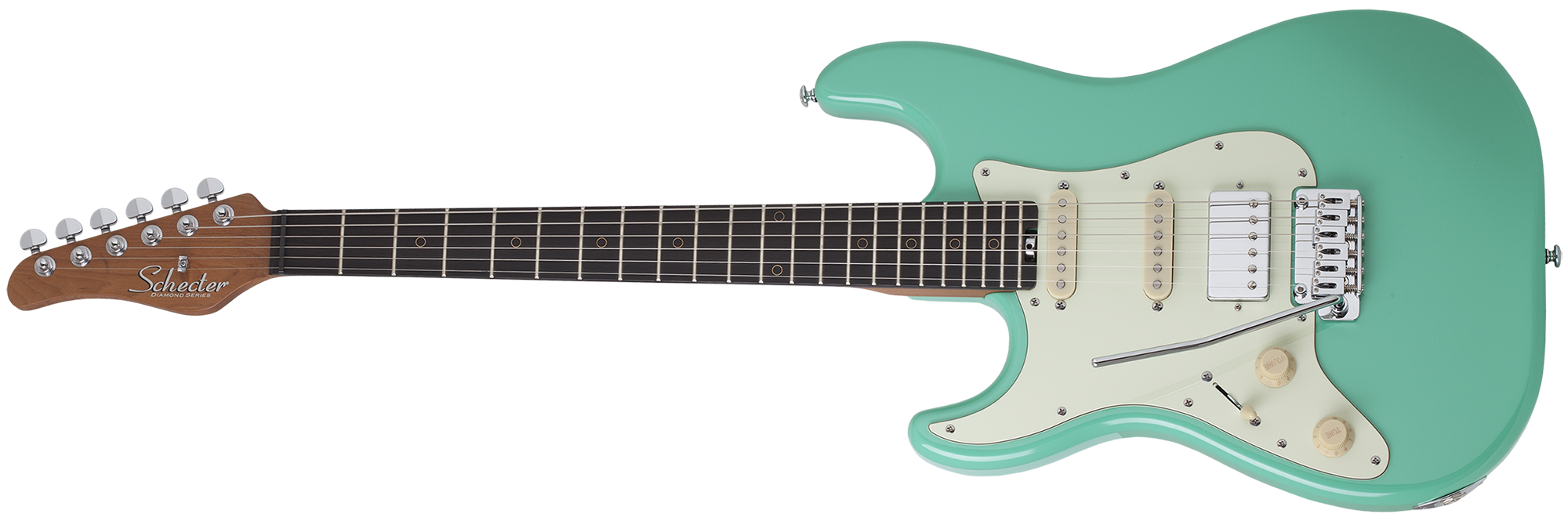 Schecter Nick Johnston Traditional HSS left-handed electric guitar, front view